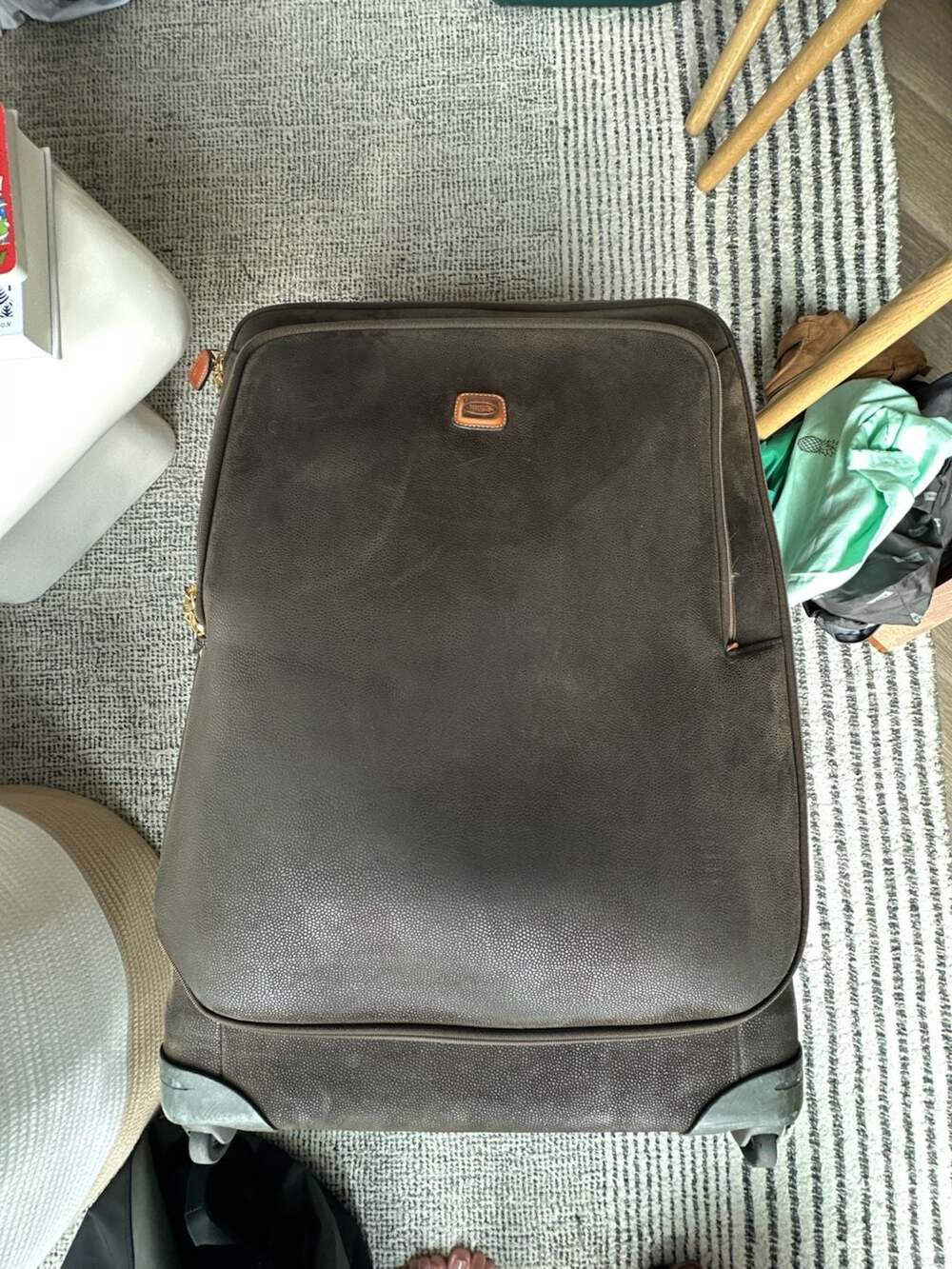 Bric's Life Collection Brown Leather Trimmed Rolling Carry-On Suitcase